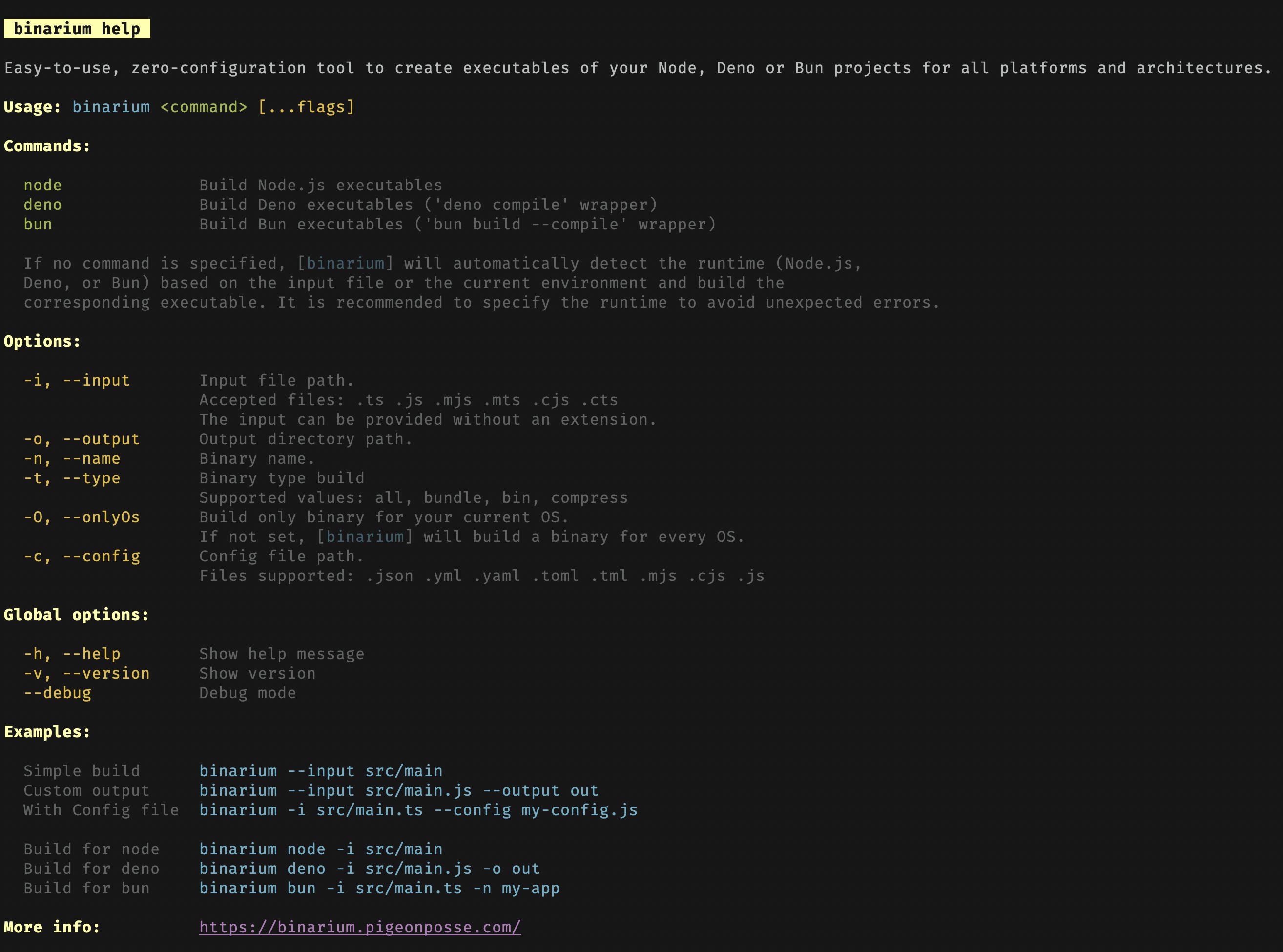 help-output